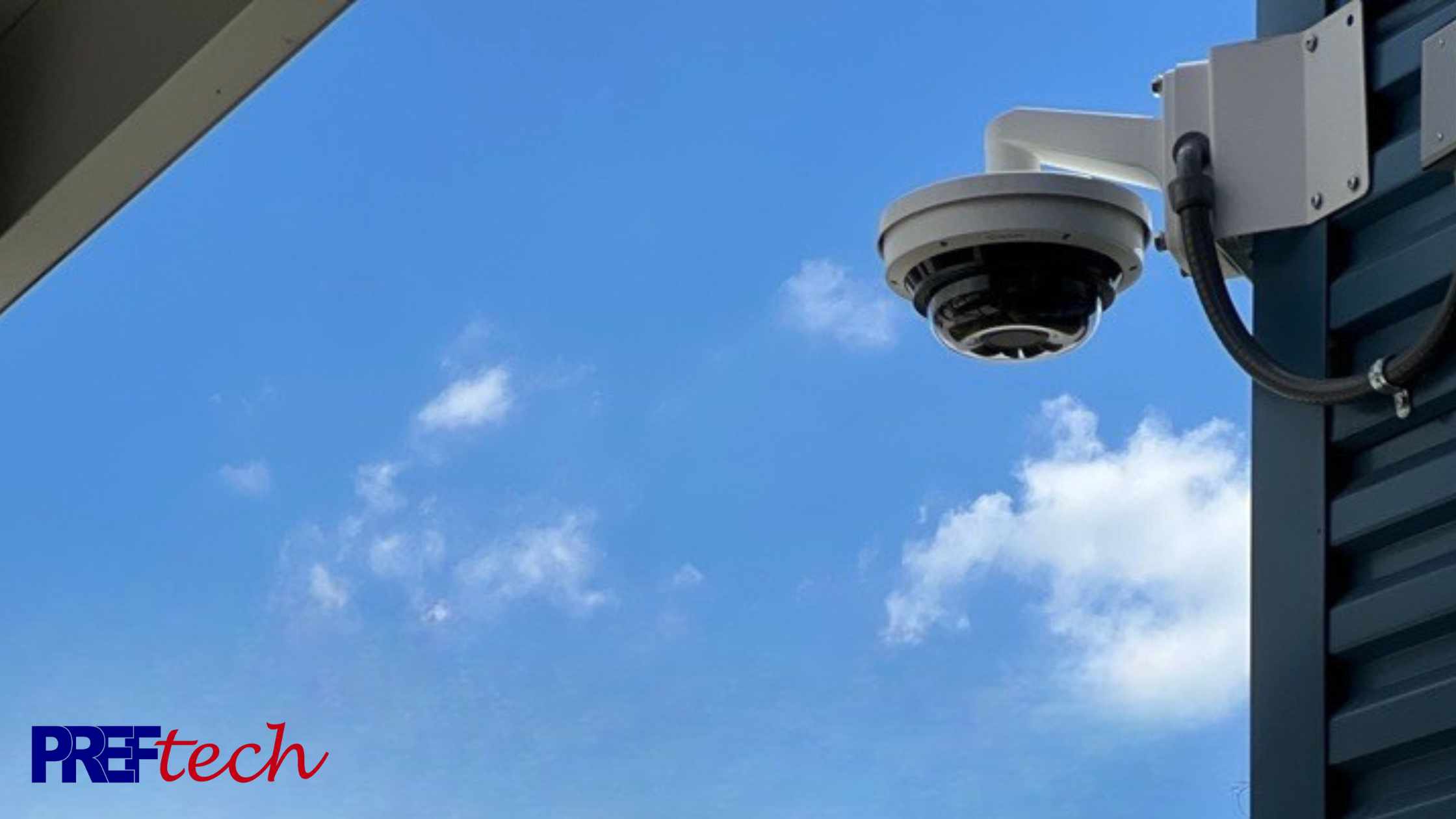 dome camera on the side of a school