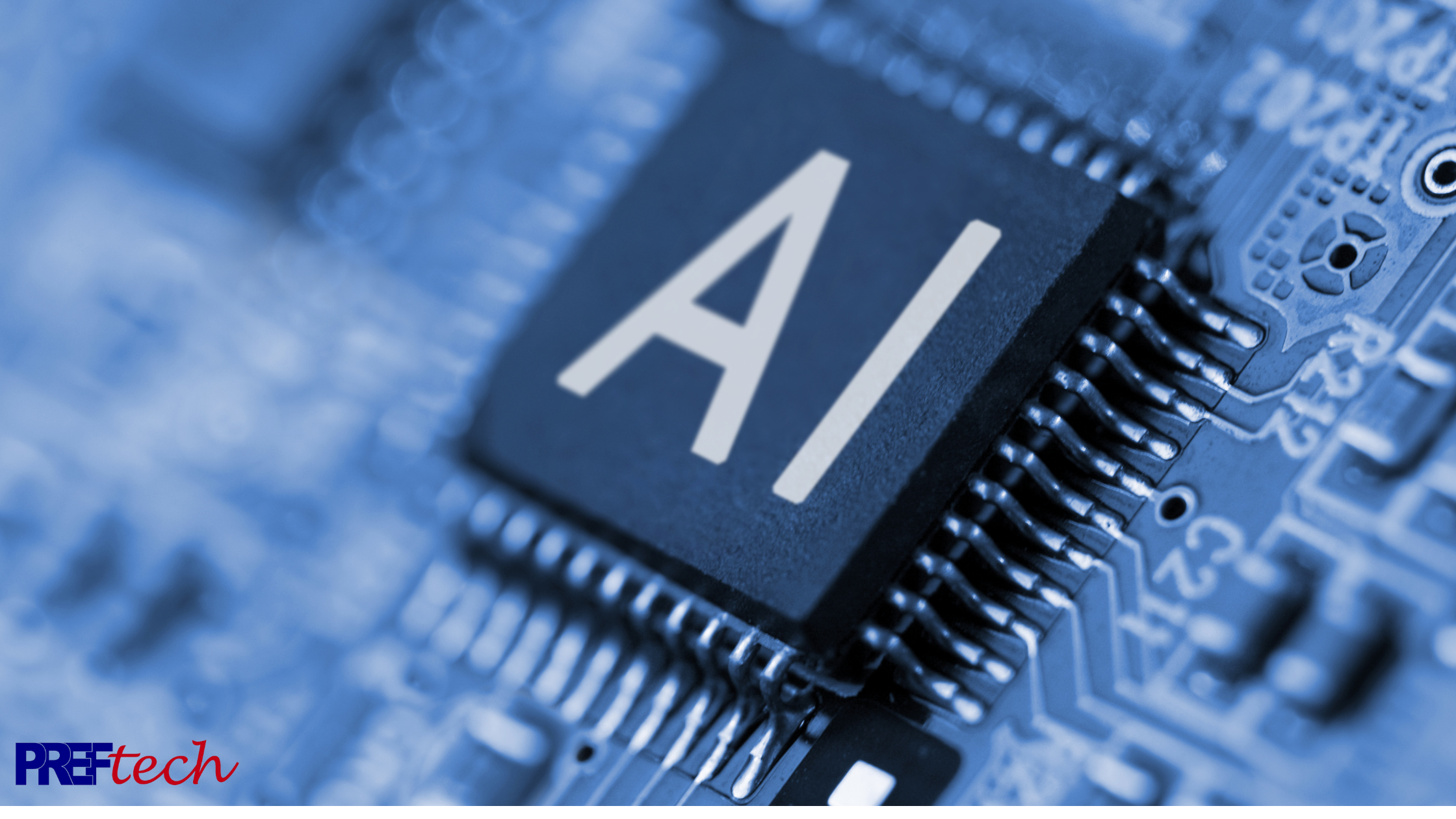 A microchip with AI on it